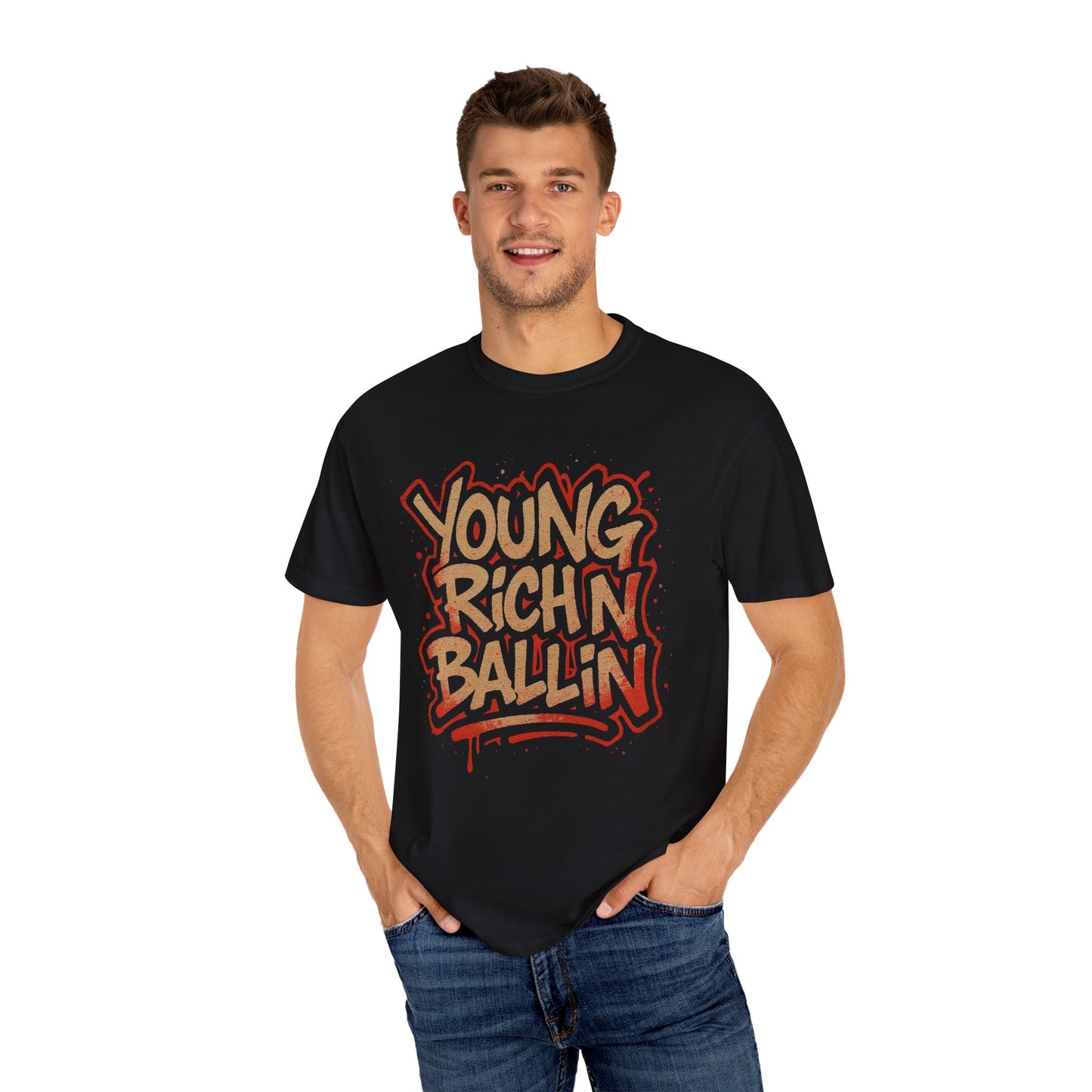 Young Richn Ballin graffiti T-shirt | Streetwear hip hop slogan tee